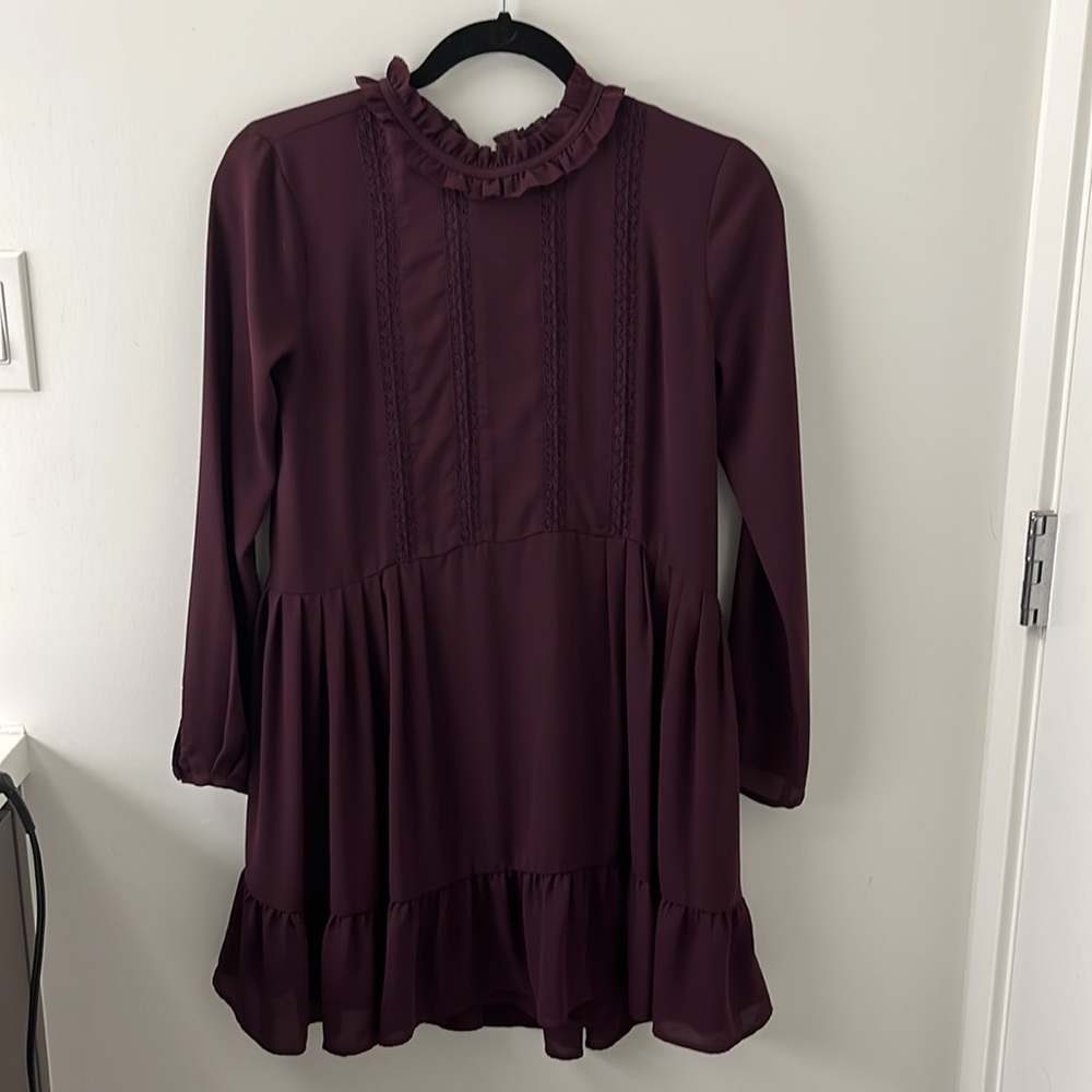 Burgundy Sunday Best Baby Doll Dress - Picture 2 of 7